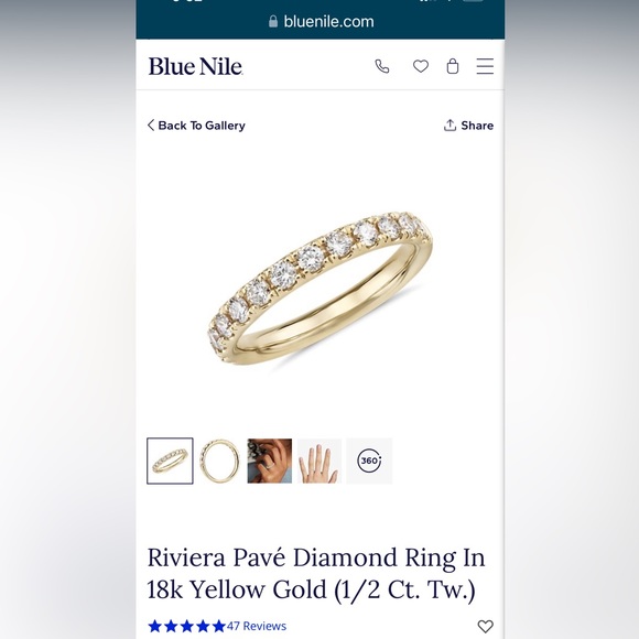 Riviera Pavé Diamond Ring In 18k Yellow Gold (1/2 Ct. Tw.) - Picture 3 of 16